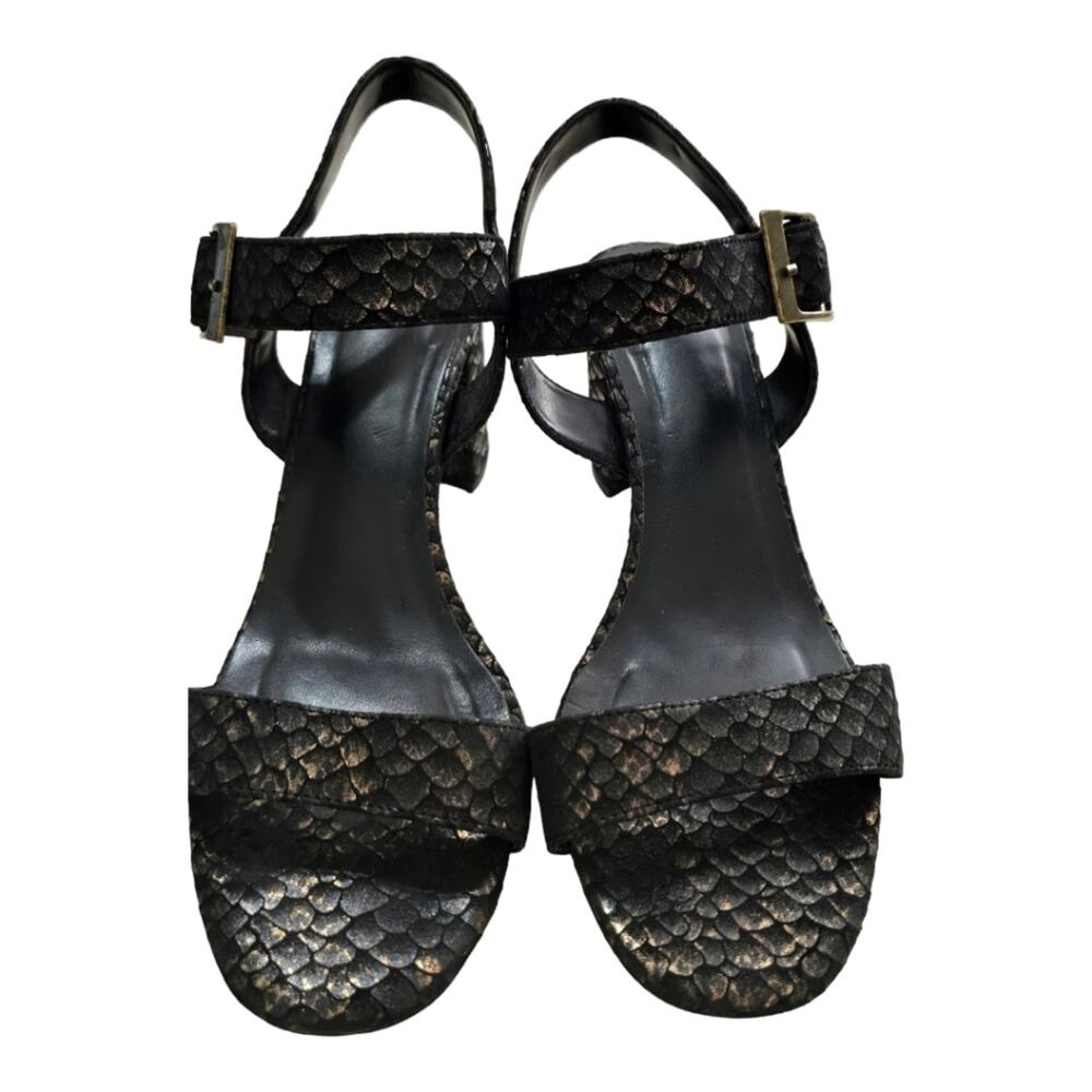 Vaneli Snakeskin Block Heel Ankle Strap Sandals Size 8 W Wide
